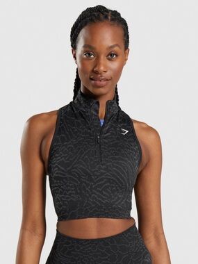 Gymshark Adapt Animal Seamless Crop 1/2 Zip in FIREFLY YELLOW. Size Large.